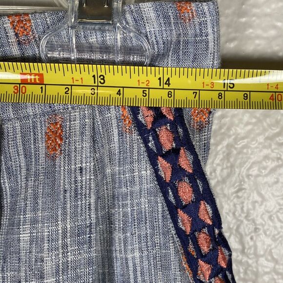 Anthropologie Ollari Sz S Tapered Jacquard Pants Cuffed Gray Orange Aztec Boho - Picture 5 of 7